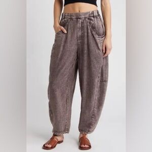 Free People High-Road Pull On Linen Blend Barrel Pants